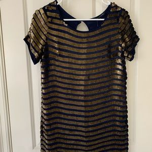 French Connection blue/gold sequin dress
